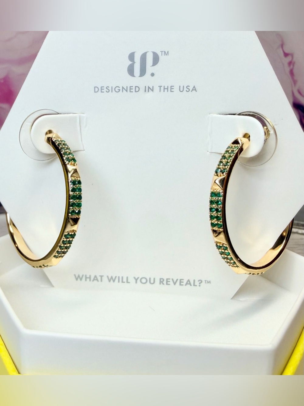 Bomb Party New OG Hoops- “Steady As We Go” Emerald on Gold ER97049